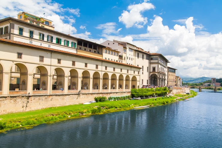the world famous Uffizi Gallery the Arno River