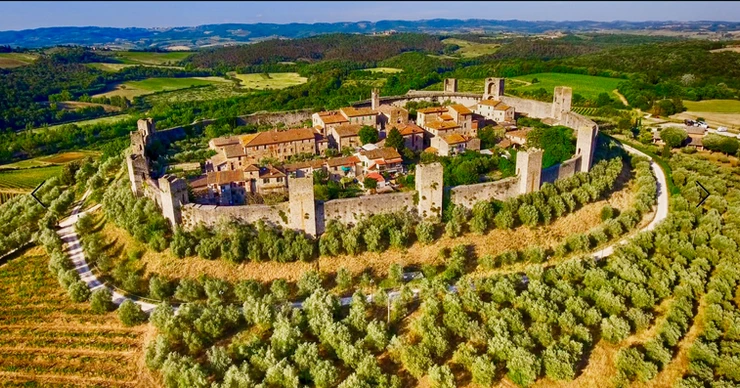 the walled village of Monteriggioni in Tuscany