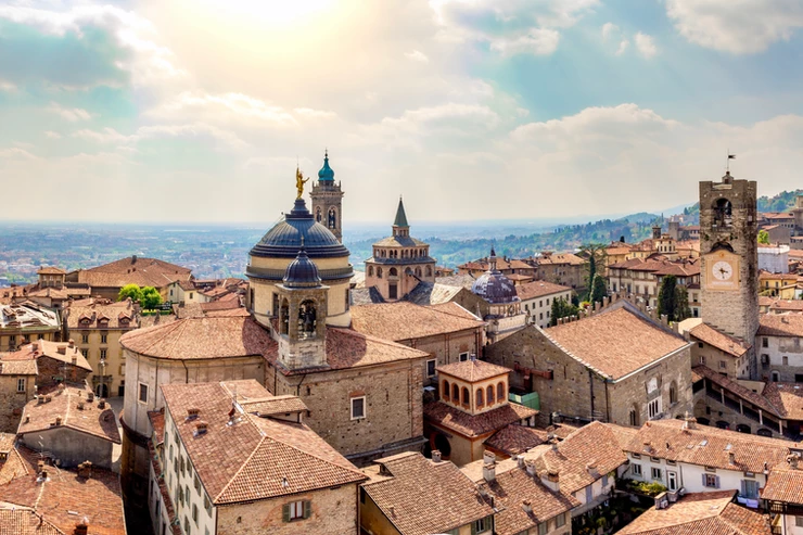 Panoramic view of the historic center of Bergamo