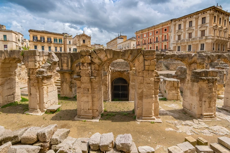 ruins of a Roman amphitheater in Lecce