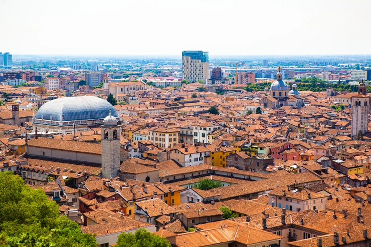 aerial view of the historic center of Brescia