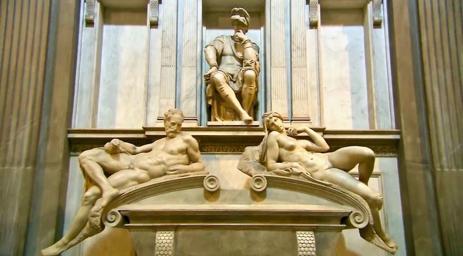tomb of Lorenzo de Medici with the allegorical figures of Dawn and Dusk