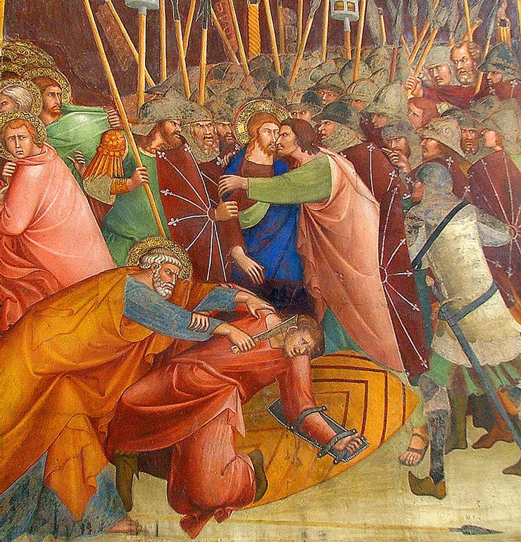 the Kiss of Judas, part of the fresco cycle in the Collegiate