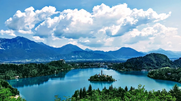 the mountain resort of Lake Bled in Slovenia