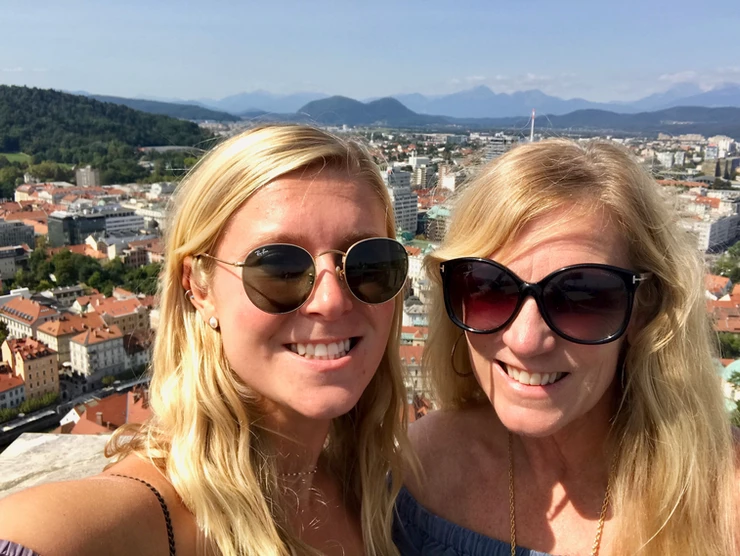 my daughter and I atop Ljubljana Castle