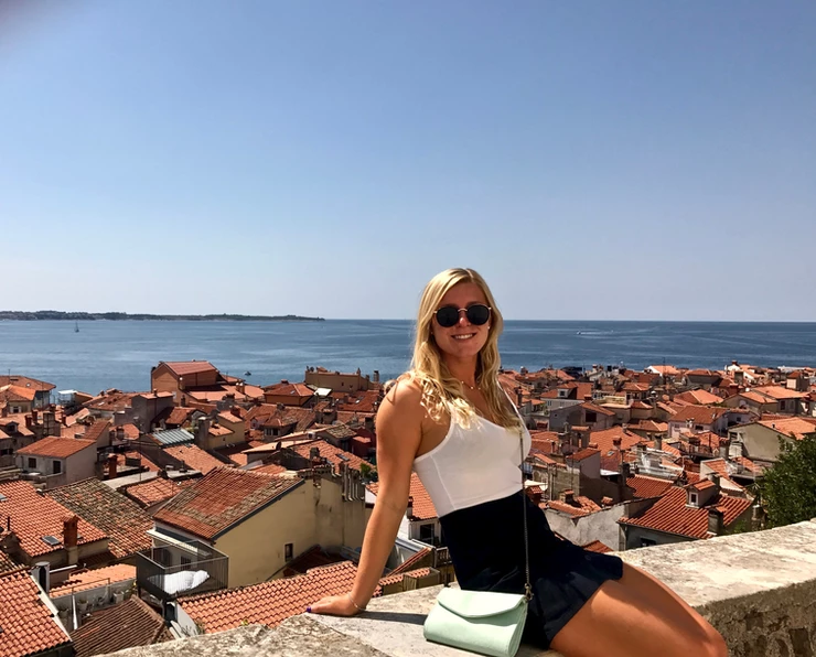 my daughter atop St. George's Castle in Piran