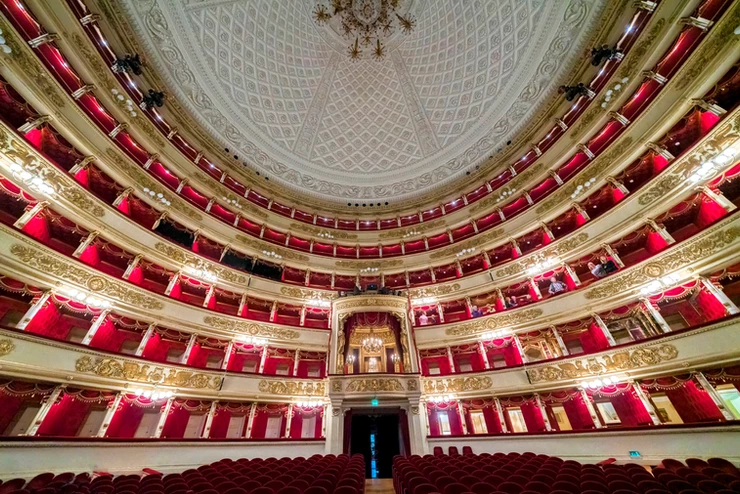red velvet everywhere in La Scala Opera House in Milan Italy