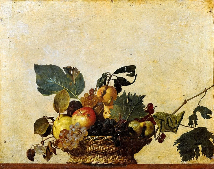 Caravaggio, Basket of Fruit, 1599 -- Pinacoteca Ambrosiana