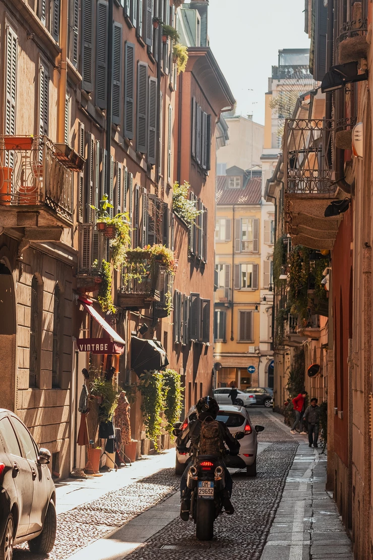 pretty side street in Milan Italy