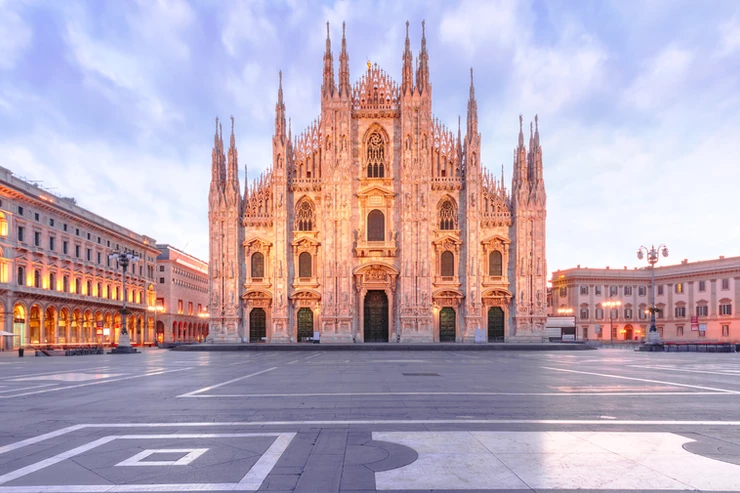 Piazza del Duomo, with the beautiful Gothic Duomo. It's an unmissable site on your 1 day Milan itinerary