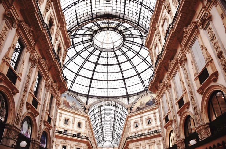 glass ceilings in the Galleria Vittorio Emanuele II, must visit attraction with one day in Milan