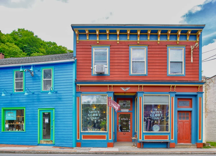 colorful building on the Main Street In Woodstock