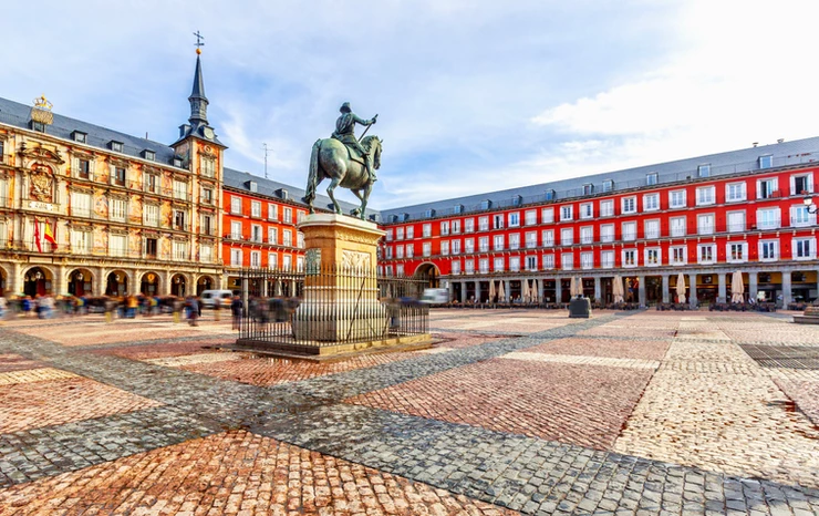 Plaza Mayor with statue of King Philip III in Madrid