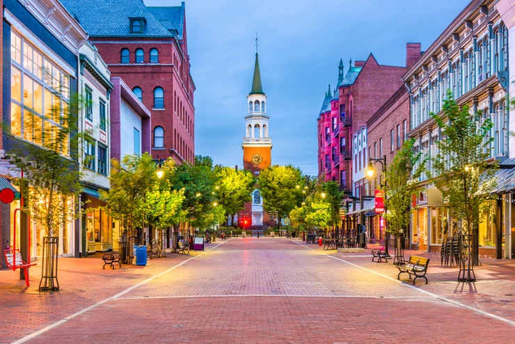 Church Street Marketplace in Burlington, which is one of the best towns to visit on a Vermont road trip.