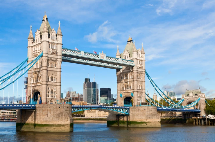 the Tower Bridge, a defining landmark of London