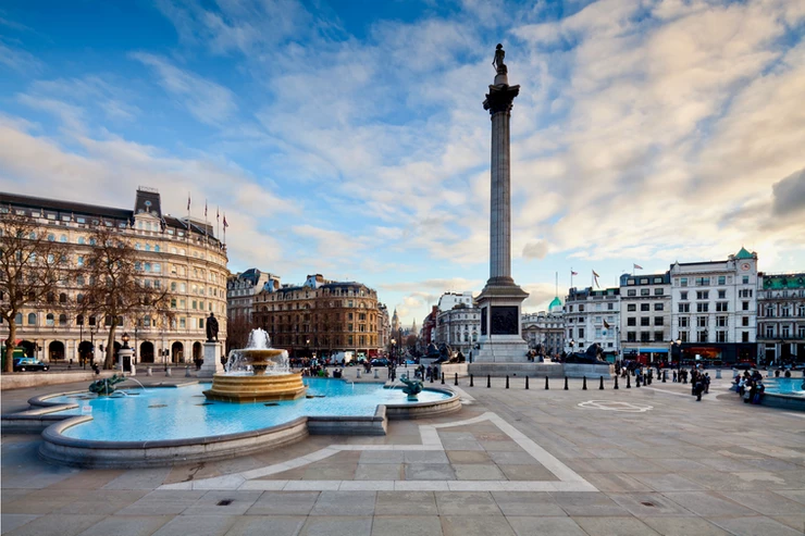 Nelson's Column in Trafalgar Square in London