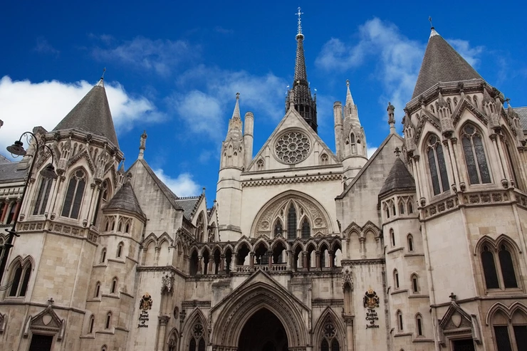 the Gothic facade of the Royal Courts of Justice in London