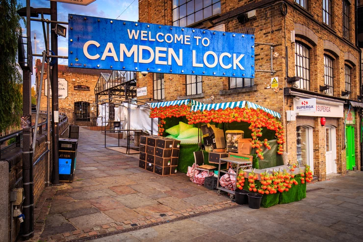 Camden Lock sign at the entrance to Camden market,