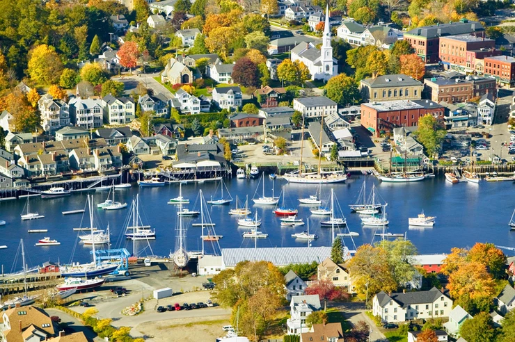 aerial view of Bar Harbor Maine