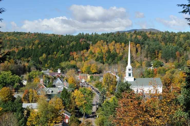aerial view of Stowe Vermont
