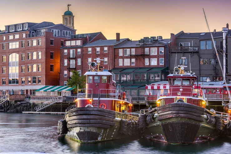 tugboats on the river in Portsmouth NH