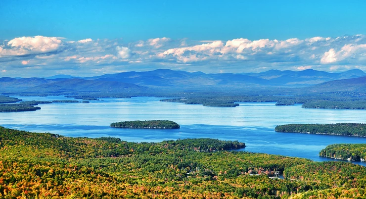 View from Mount Major in New Hampshire with Lake Winnipesaukee and the Belknap Mountains