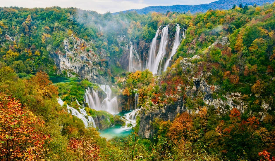 Veliki Falls in Plitvice Lakes National Park, one of Croatia's most popular destinations