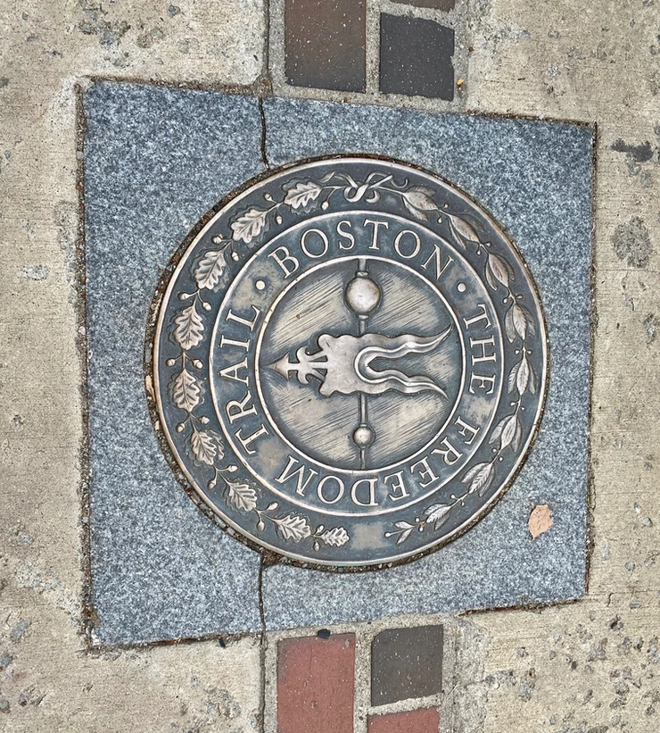 Freedom Trail marker at Copp's Burial Ground