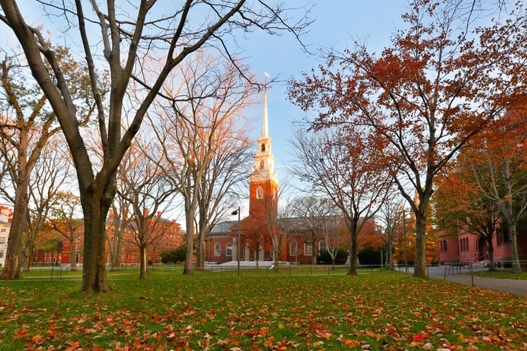 Memorial Church and Harvard Yard in Cambridge