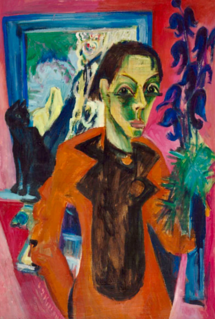 Ernst Ludwig Kirchner, Self Portrait with Cat, 1920