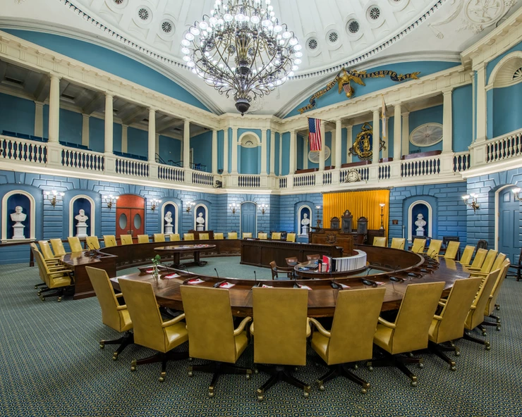 Senate chamber in the Massachusetts State House 