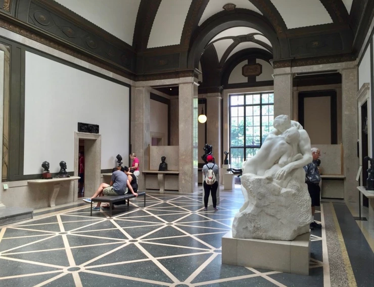 the main gallery of the Rodin Museum, with Henri Greber's copy of Rodin's famous The Kiss