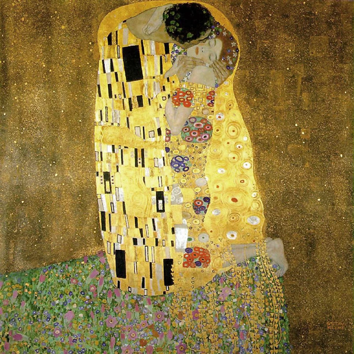 Gustav Klimt, The Kiss, 1907-08 in the Belvedere Palace