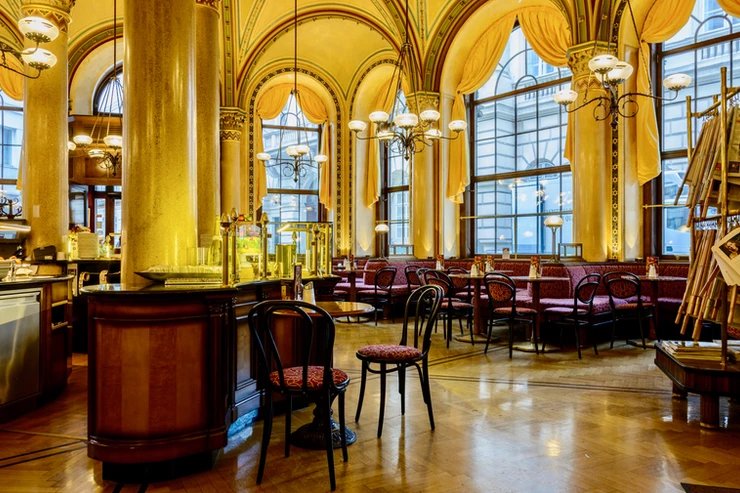 the beautiful interior of the traditional Café Central