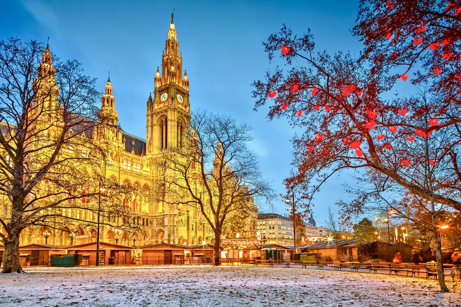 the Viena City Hall in winter
