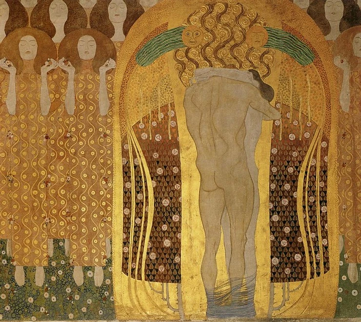 Klimt, detail from the Beethoven Frieze, in the Vienna Secession Museum