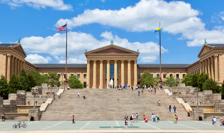 the Rocky steps leading up to the Philadelphia Museum of Art