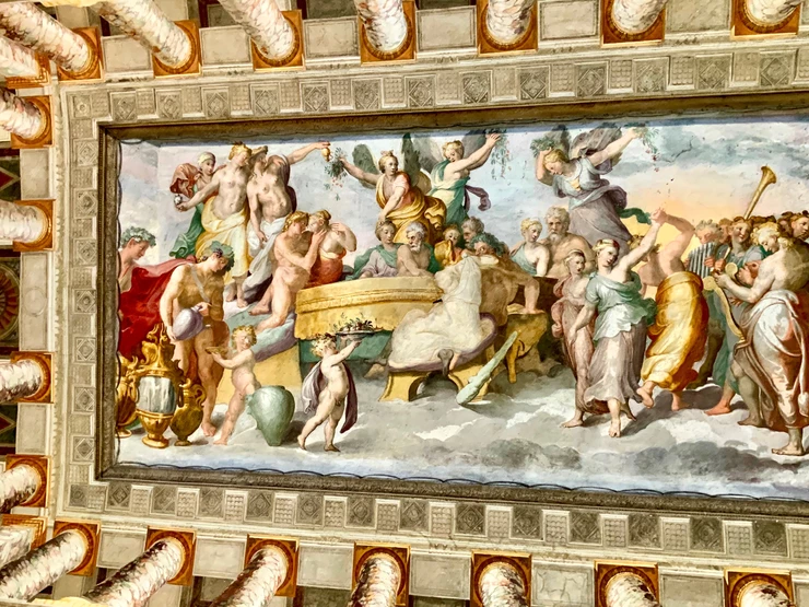 detail of main ceiling fresco in the Central Room of Villa d'Este