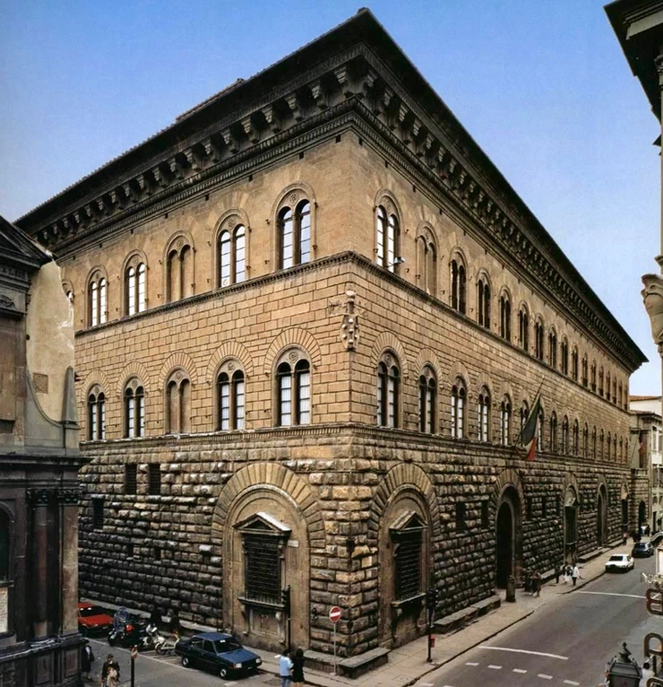 the three stories, from rustic to refined, of the Medici-Riccardi Palace