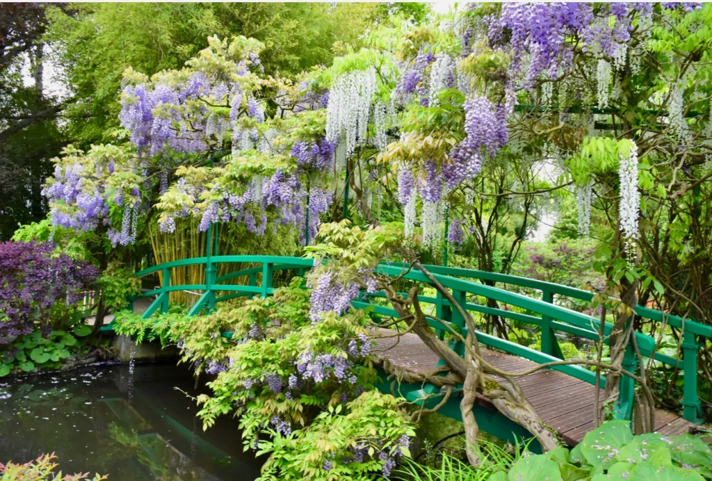 conic green bridge in Giverny