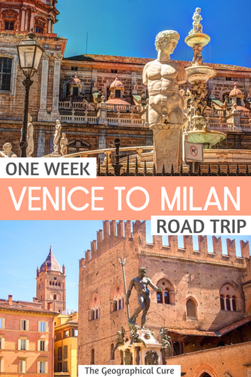 Pinterest pin for one week itinerary from Venice to Milan