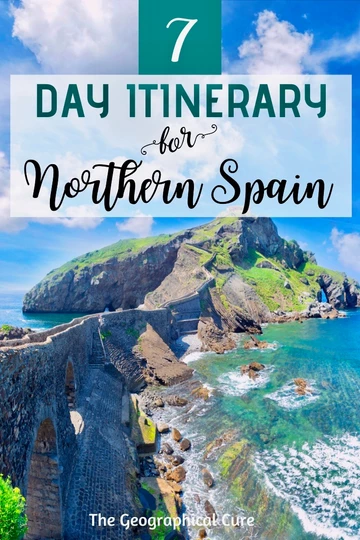 Pinterest pin for one week itinerary for northern Spain