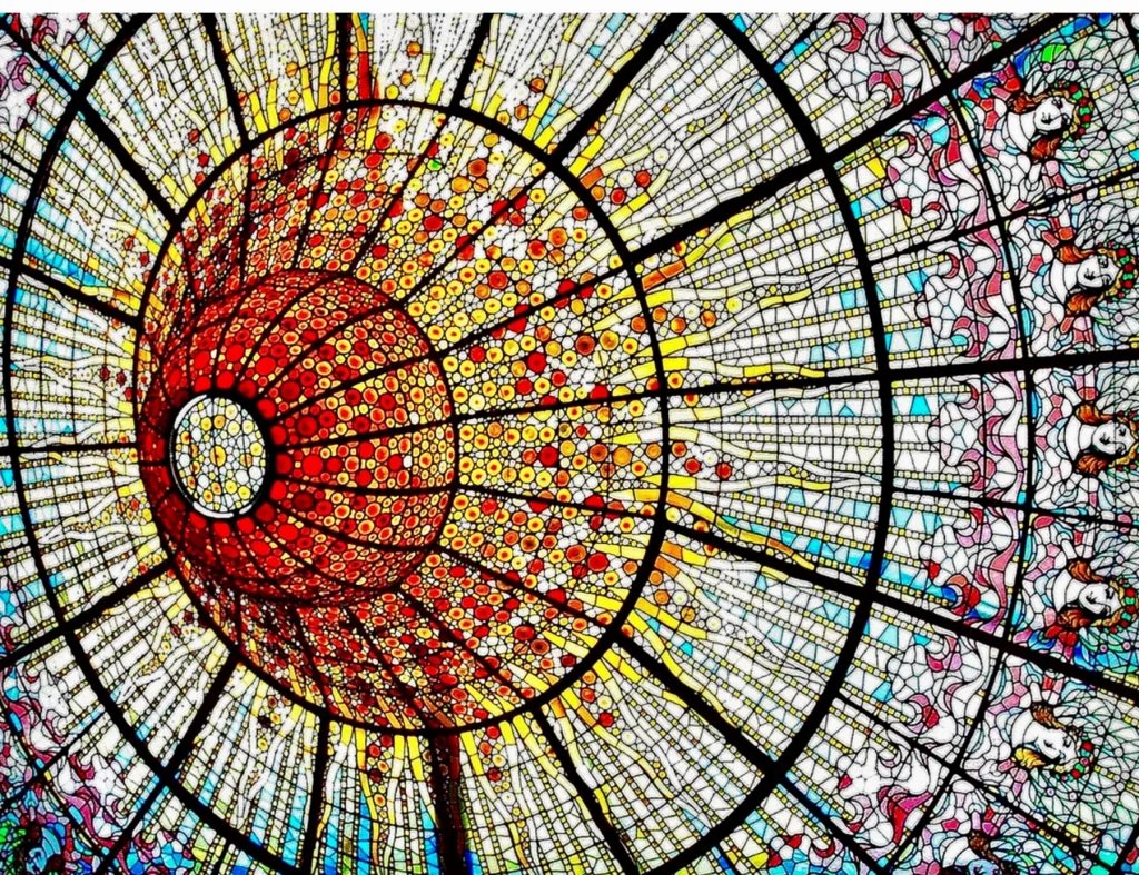 stained glass in inverted dome