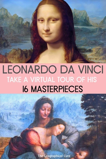 Pinterest pin for guide to all of Leonardo da Vinci's famous paintings