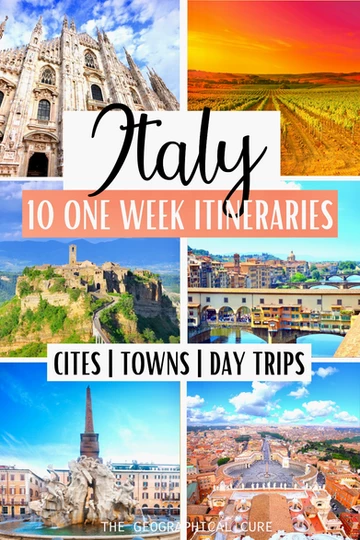 Pinterest pin for 1s sample itineraries for spending 1 week in Italy