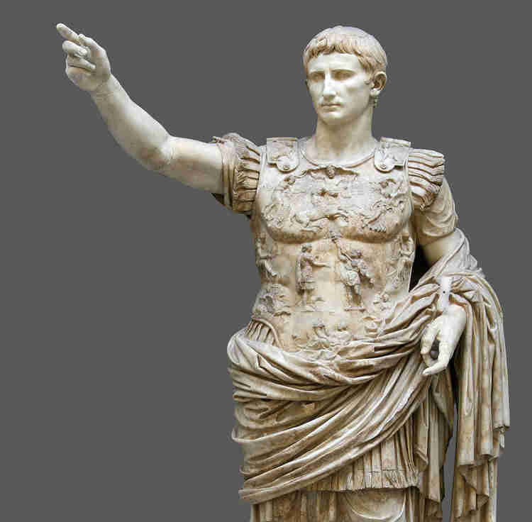 Augustus of Prima Porta, 20 B.C., one of the most famous sculptures in the Vatican Museums