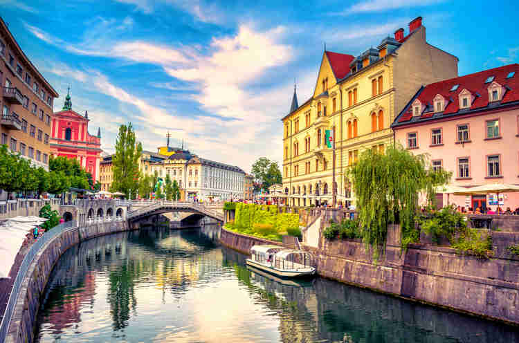 riverfront in Ljubljana