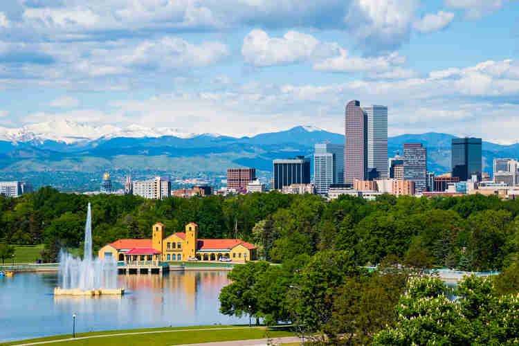 Ferril Lake with downtown Denver in the background