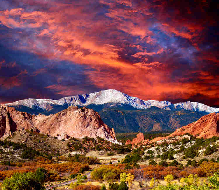 Pikes Peak Soaring over the Garden of the Gods in Colorado Springs