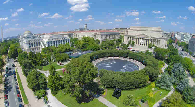 aerial view of the National Gallery of Art Sculpture Garden